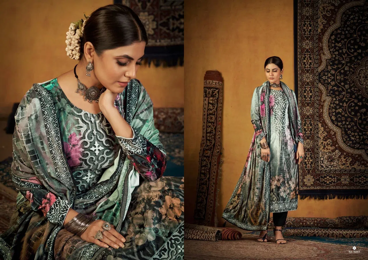 Rk Gold Nazreen Casual Wear Pashmina Wholesale Dress Material Collection